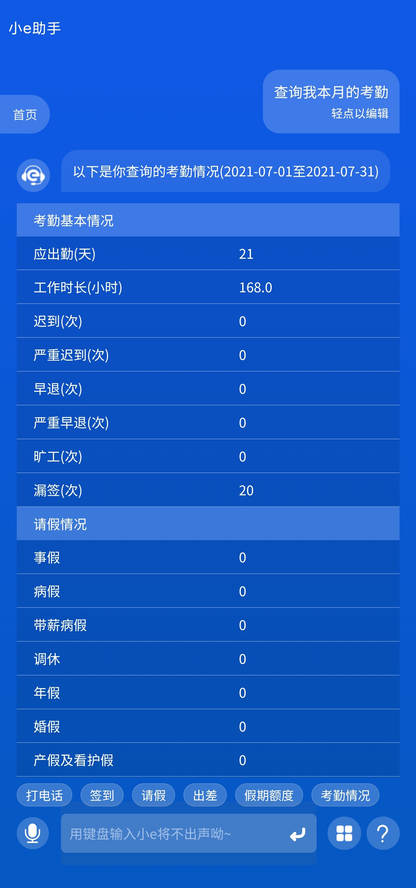 考勤情况